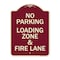 Signmission Designer Series-No Parking Loading Zone & Fire Lane Burgungy Alum, 24" x 18", BU-1824-9960 A-DES-BU-1824-9960 - alternate 1